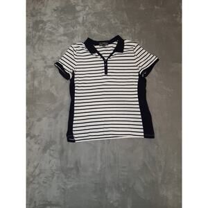 LRL Lauren Active Ralph Lauren Women's White Blue Polo Shirt Size XL Preppy Golf